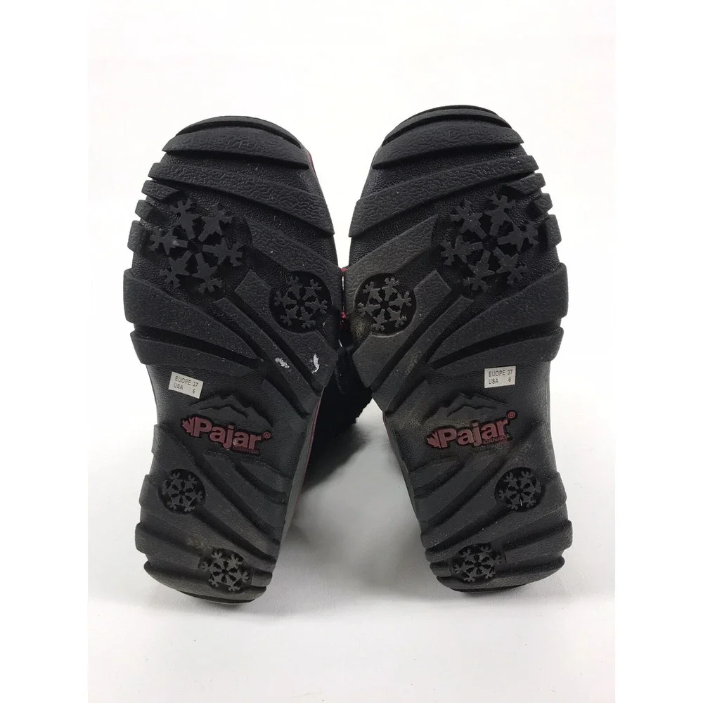 Pajar Black Fur Lined Winter Snow Waterproof Boots Womens US 6.5 EUR 37 Side Zip